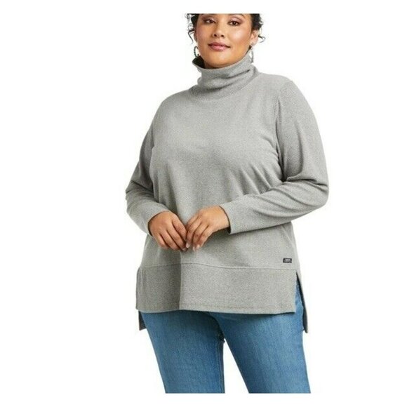 Ariat® Ladies R.E.A.L.™ Funnel Heather Grey Sweater 10037340 Size XXL - Picture 1 of 12